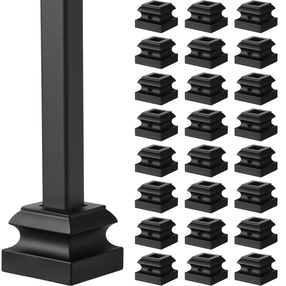 24 Pcs Iron Baluster Shoes Stair Flat Shoe with Screw for 1/2 Inch