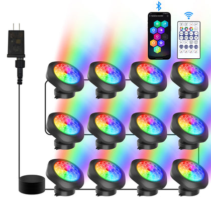 RGB Pond Lights LED Underwater, Color Changing Spotlights 12-in-1