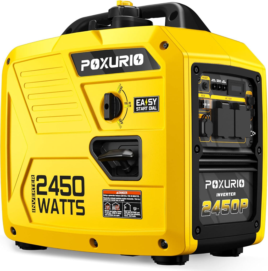 2450-Watt Portable Inverter Generator for Home Use, 1.6Gallon Large Fuel Tank Up to 8.3 Hours Use, 120V Gas Powered