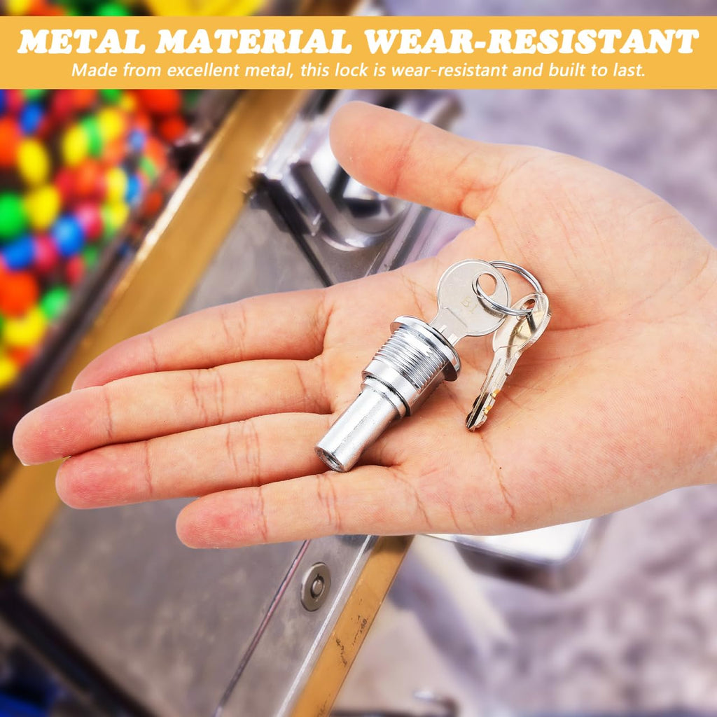 Tubular Lock and Key Set for Gumball Machines 1.57x0.86x0.86In Stainless Steel – Theft-Resistant for Vending