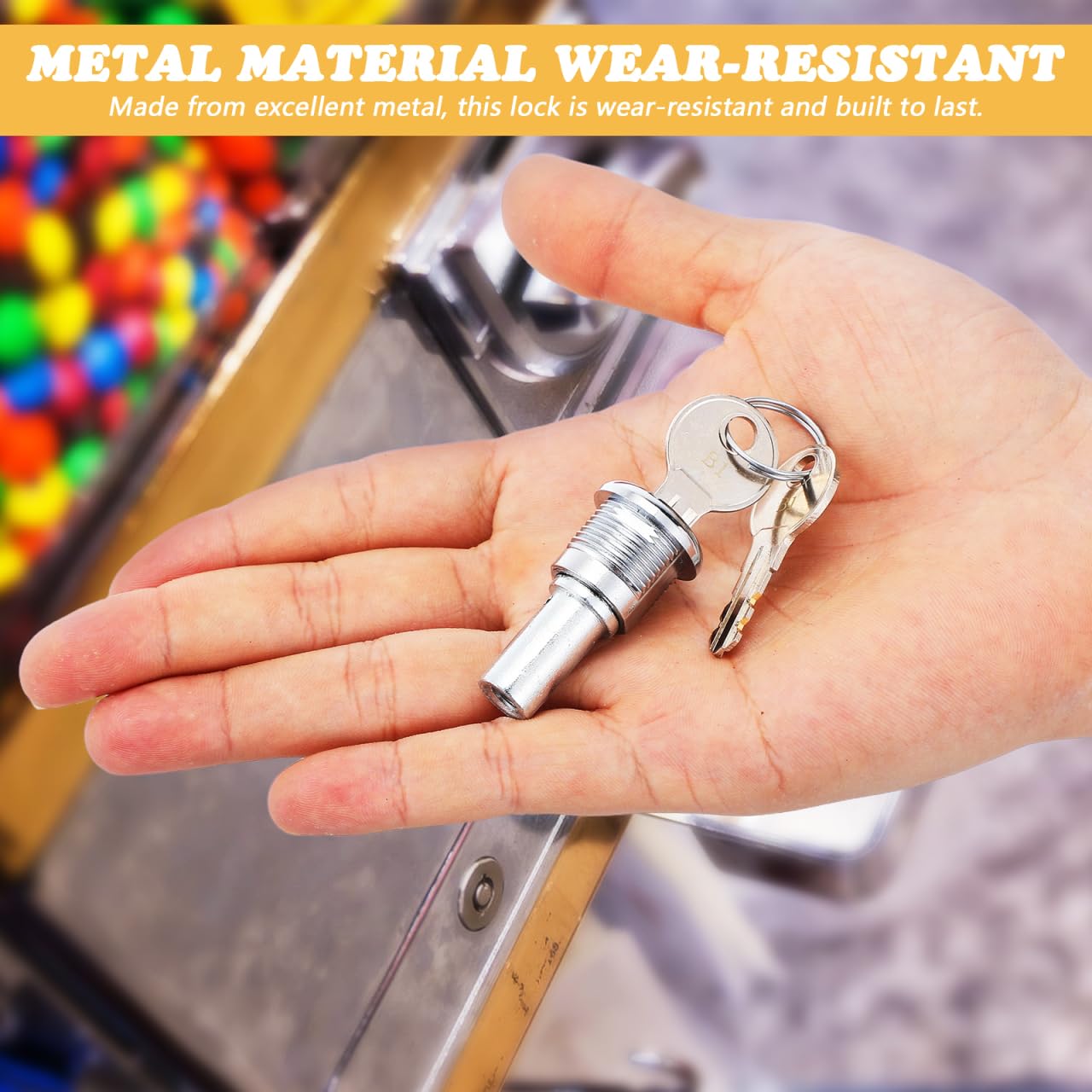 Tubular Lock and Key Set for Gumball Machines 1.57x0.86x0.86In Stainless Steel – Theft-Resistant for Vending