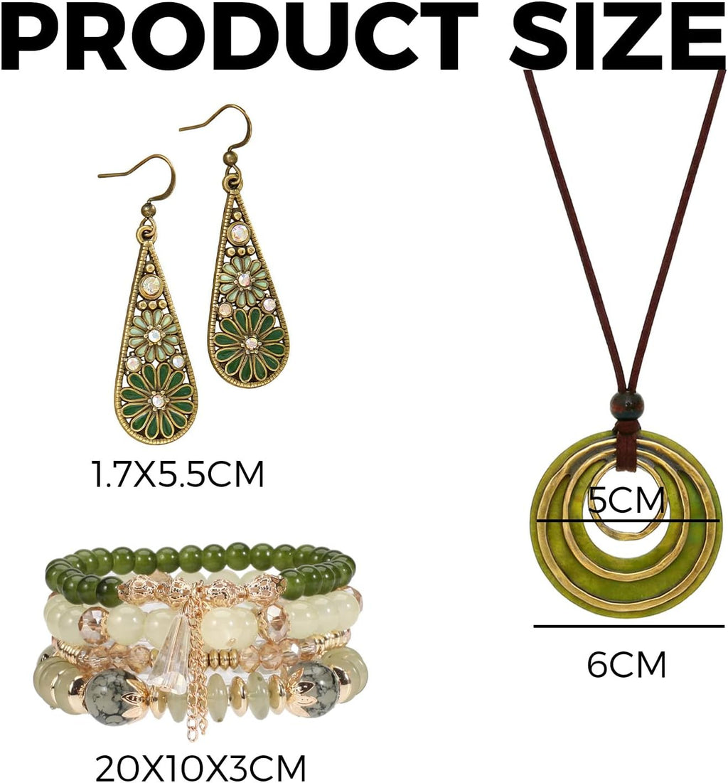 Western Jewelry Sets for Women Boho Jewelry, Layer Bohemian Necklace Earrings Bracelet, Cowgirl Accessory Rodeo