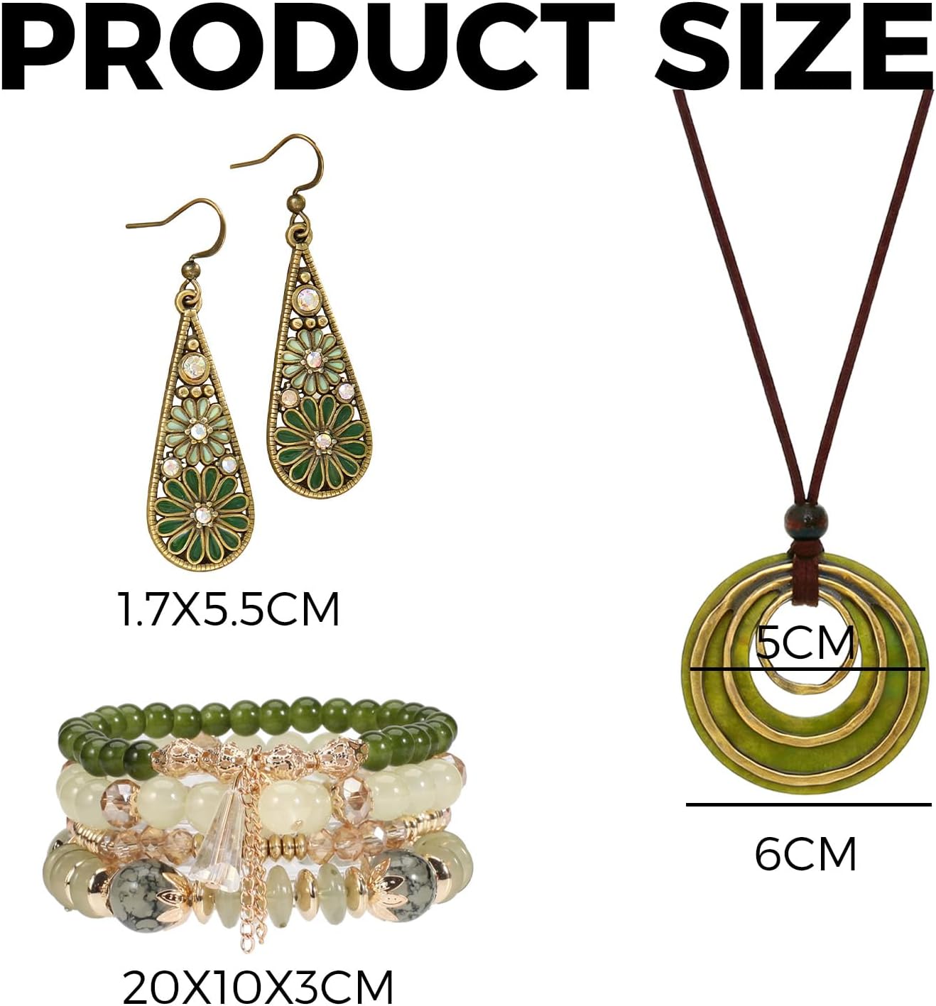 Western Jewelry Sets for Women Boho Jewelry, Layer Bohemian Necklace Earrings Bracelet, Cowgirl Accessory Rodeo