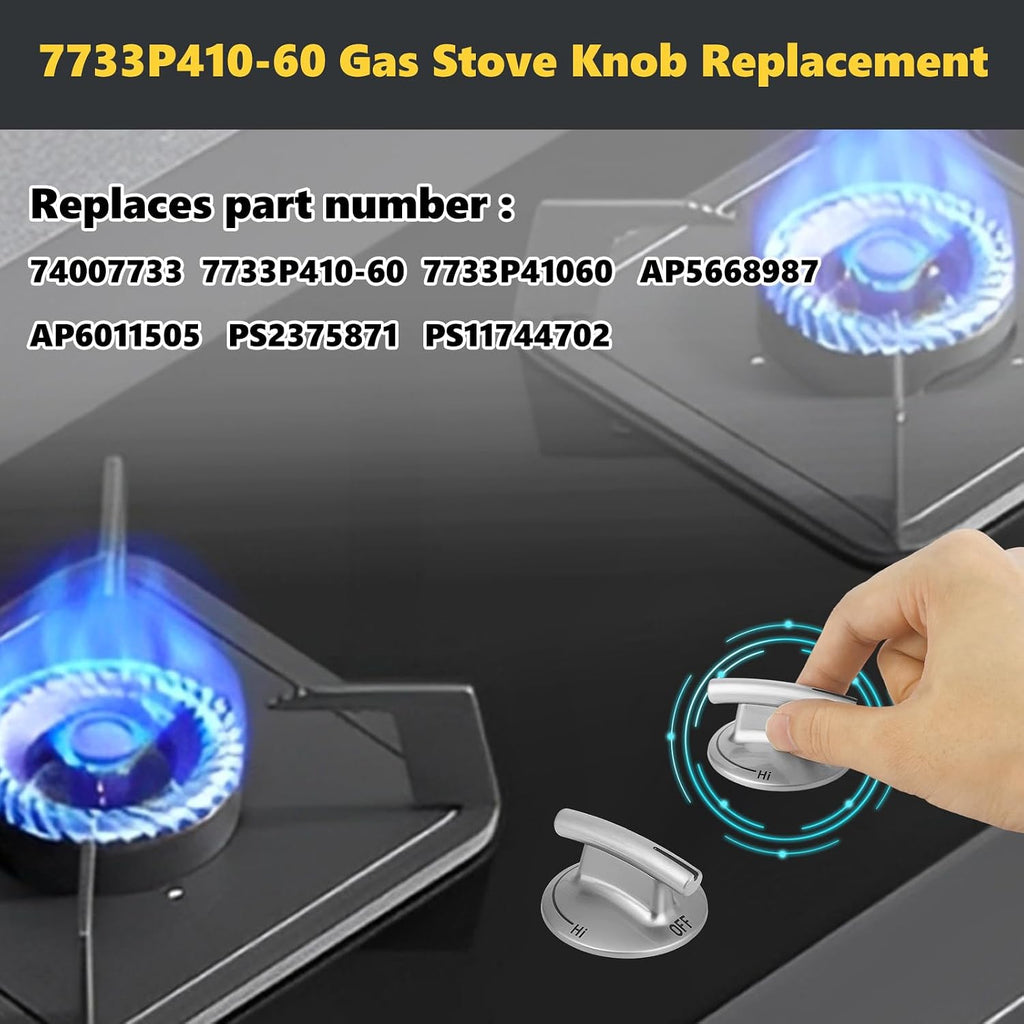5PCS 7733P410-60 Surface Burner Knobs Replacement Compatible with Whirlpool