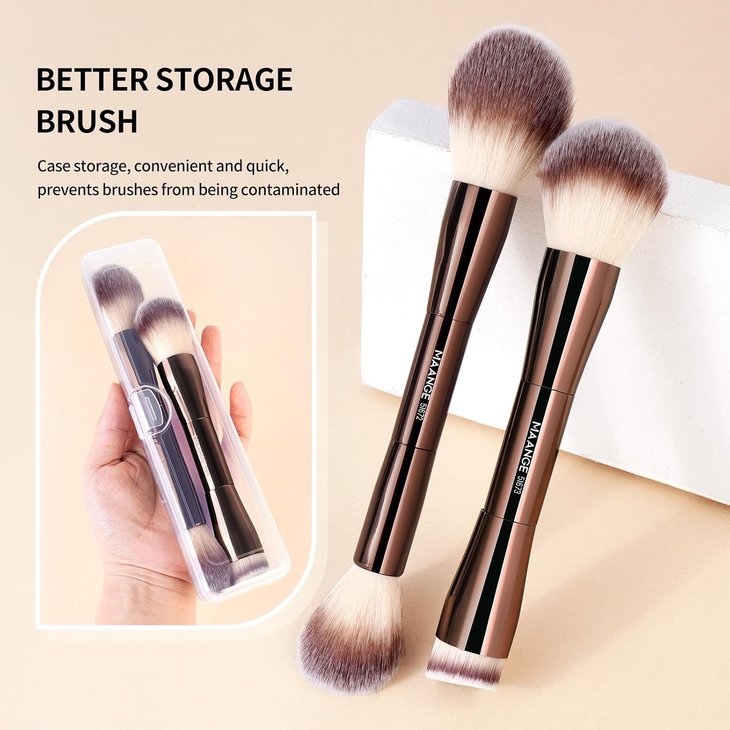 Foundation Makeup Brushes Set 2Pcs Double Ended Makeup Brush for Blending Liquid Powder Concealer Cream Blush Buffe