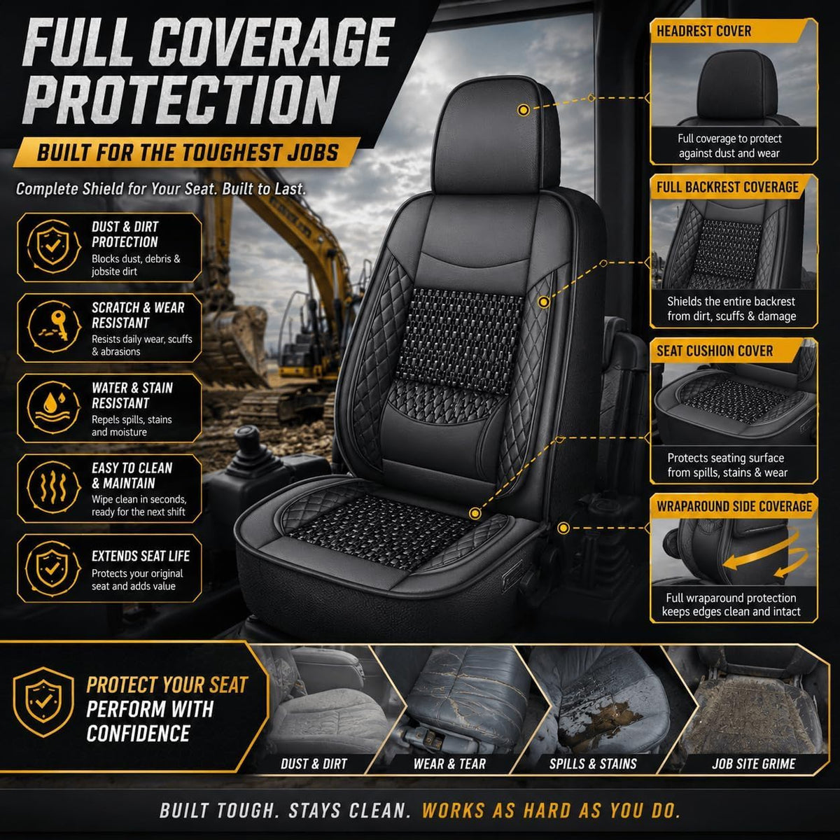 Yidasloox Excavator Seat Cover for Bobcat E32 E34 E35 E38 E40