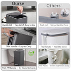 Small Bathroom Trash Can with Lid, 2.1 Gallon Slim Step Trash Can, Gray