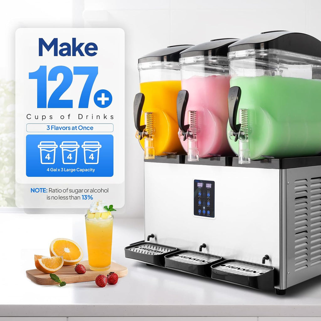 Commercial Frozen Drink Maker Slushy Machine, 15L X 3