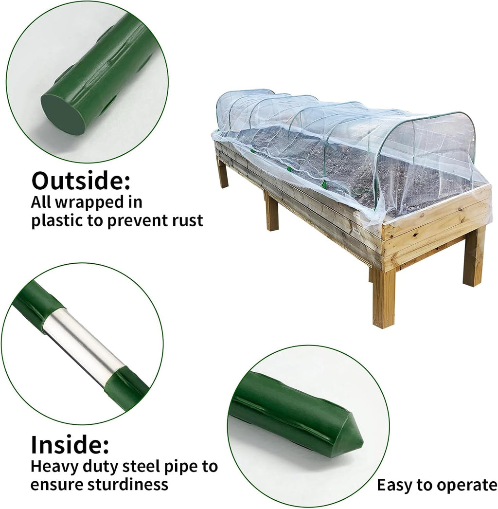 Garden Netting Kit for Raised Beds, Ultra Fine Garden Mesh Netting 8x20ft & 5 Sets Garden Hoops with Clips, Row Cover