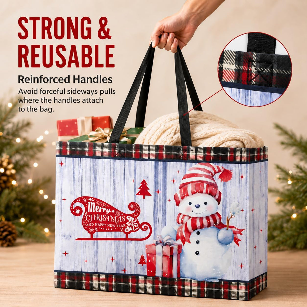 24 Pack Christmas Gift Bags Assorted Sizes Bulk with Handles