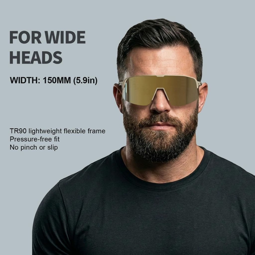 XL 150MM Polarized Sport Sunglasses for Men Women UV400 Protection | TR90 Flexible Frame, TAC Scratch-Resistant Lens