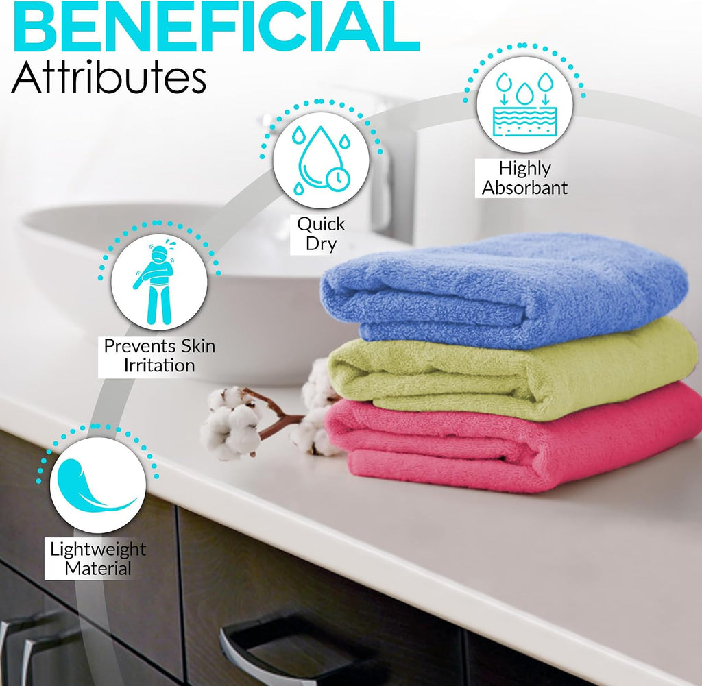 100% Cotton Hand Towel Set – Soft, Absorbent Towels for Bathroom, Kitchen & Gym Use – Durable, Reusable & Machine