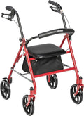 Rollator Walker with Seat - Stable Mobility Support - Height Adjustable - Durable Steel Frame Construction - Smooth