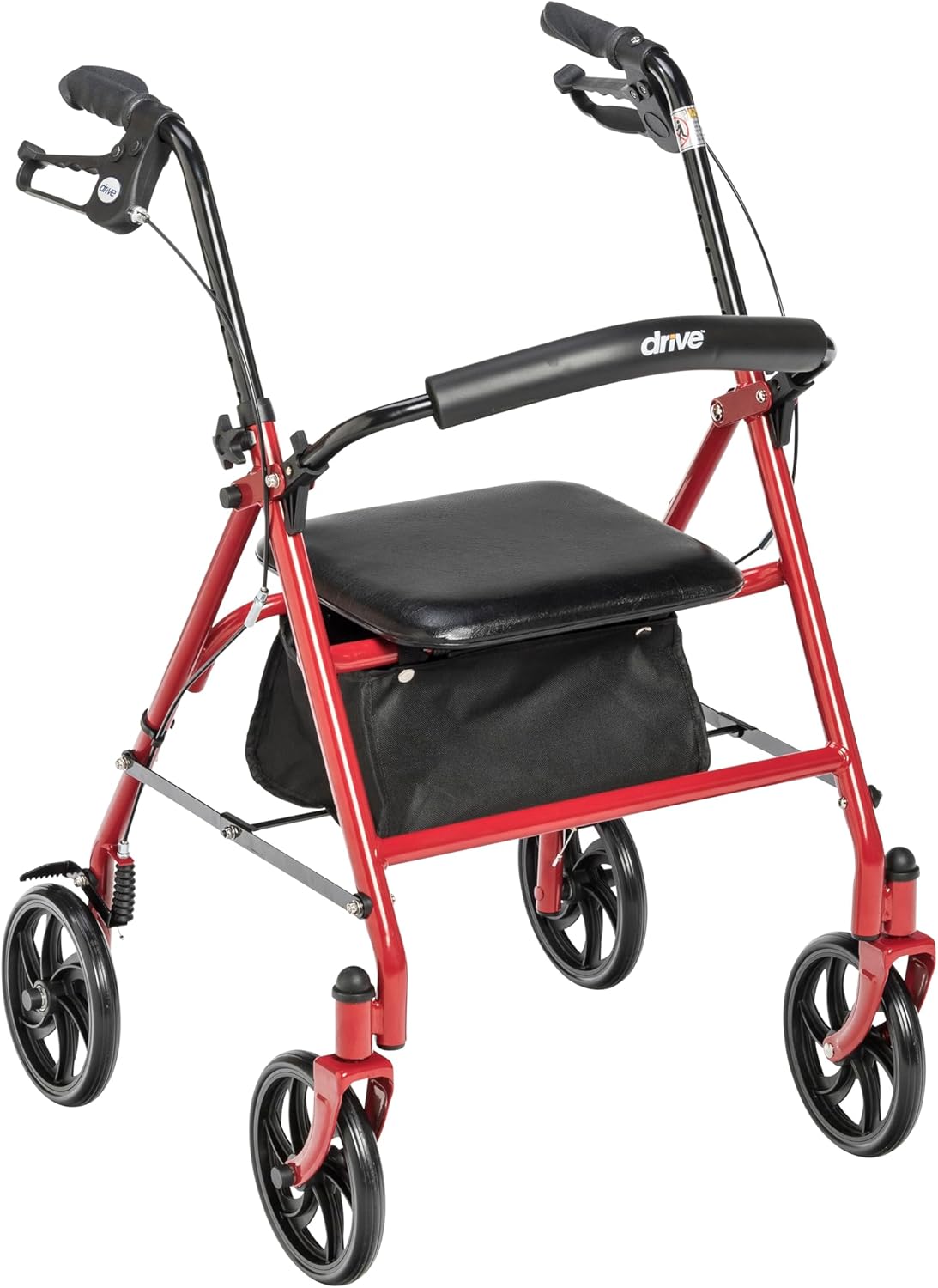 Rollator Walker with Seat - Stable Mobility Support - Height Adjustable - Durable Steel Frame Construction - Smooth