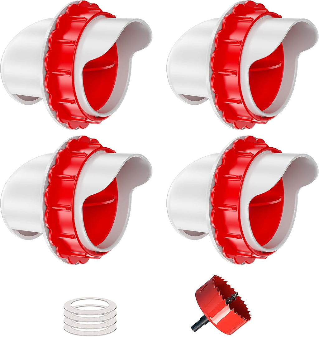 No Waste Chicken Feeders, DIY Automatic Poultry Feeder - 4 Ports Red