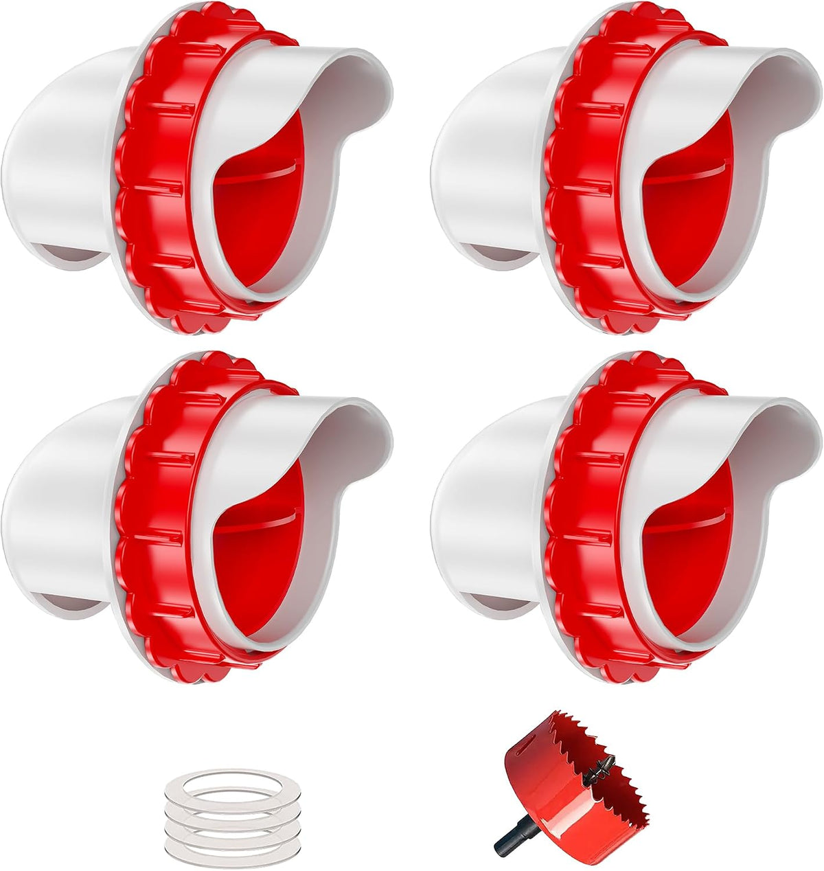 No Waste Chicken Feeders, DIY Automatic Poultry Feeder - 4 Ports Red