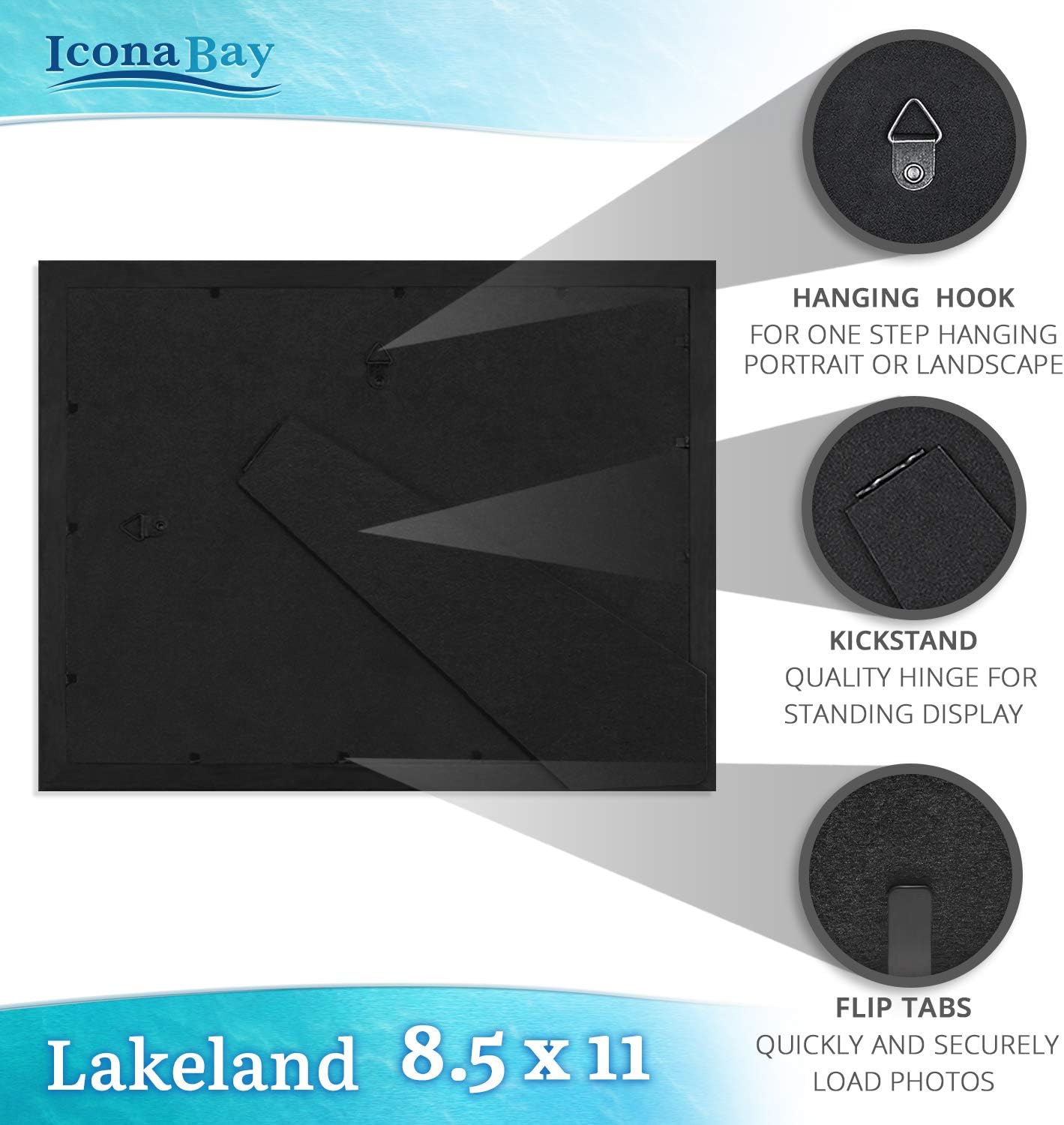 8.5x11 Certificate Frames - Black, 12 Pack - Contemporary Diploma Frames 8.5 x 11 - Composite Wood Document Frames