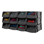 12-Pack, Small Stackable Storage Bins, Black