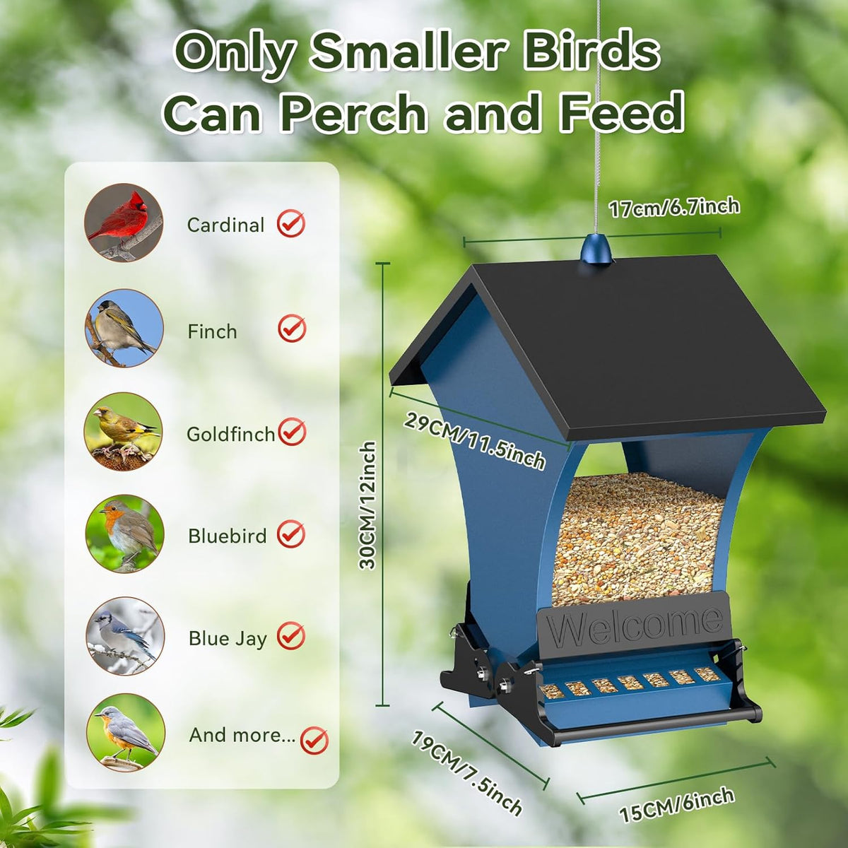 Squirrel Proof Bird Feeders for Outdoors, 5LB Metal Hanging Feeders, Large Wild Feeders for Cardinals, Chickadees