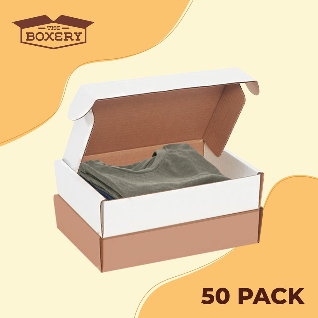 9 x 6 1/4 x 2 Inch-50-Pack, White Corrugated Shipping Box Mailers, Sturdy Shipping Boxes, Professional Packaging for