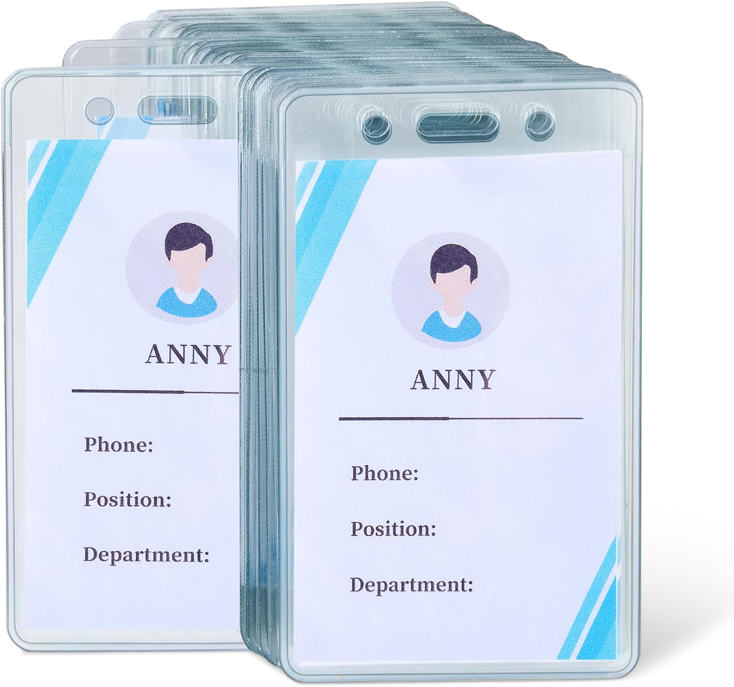 Vertical Clear Plastic ID Badge Holders, 2.55" x 4.41", Pack of 50