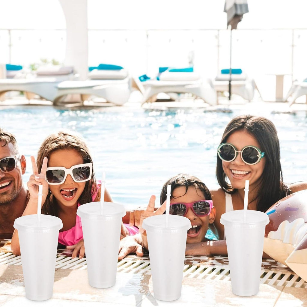 16 Pieces Reusable Cups with Lids and Straws, 24 oz Glitter Plastic Tumbler Iced Coffee Cups Travel Mug Cup for