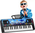 Upgraded 37 Keys Kids Piano Keyboard with Mic Music Stand for 3-6 - Black | Portable Musical Toys for Toddlers 3 4 5