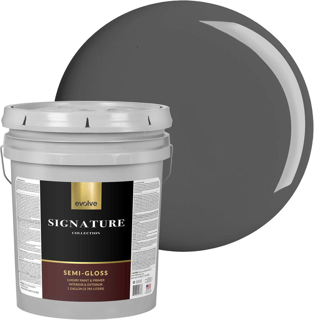 Signature Collection Luxury Interior Paint & Primer, Semi-gloss Sheen (Slate Gray), 1 Gallon – Premium One-Coat