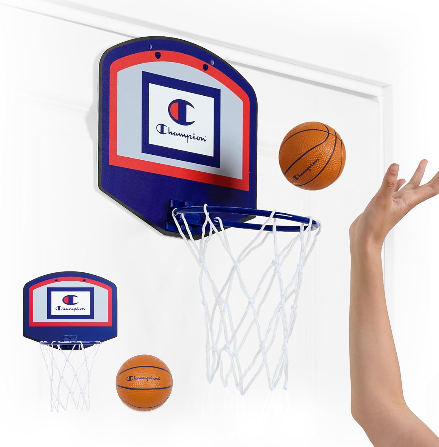 360 Mini Basketball Hoop Set,Over-the-Door 10.5"x 8.5"Backboard with Spring-Loaded Foldable Rim Nylon Net,Mini Ball