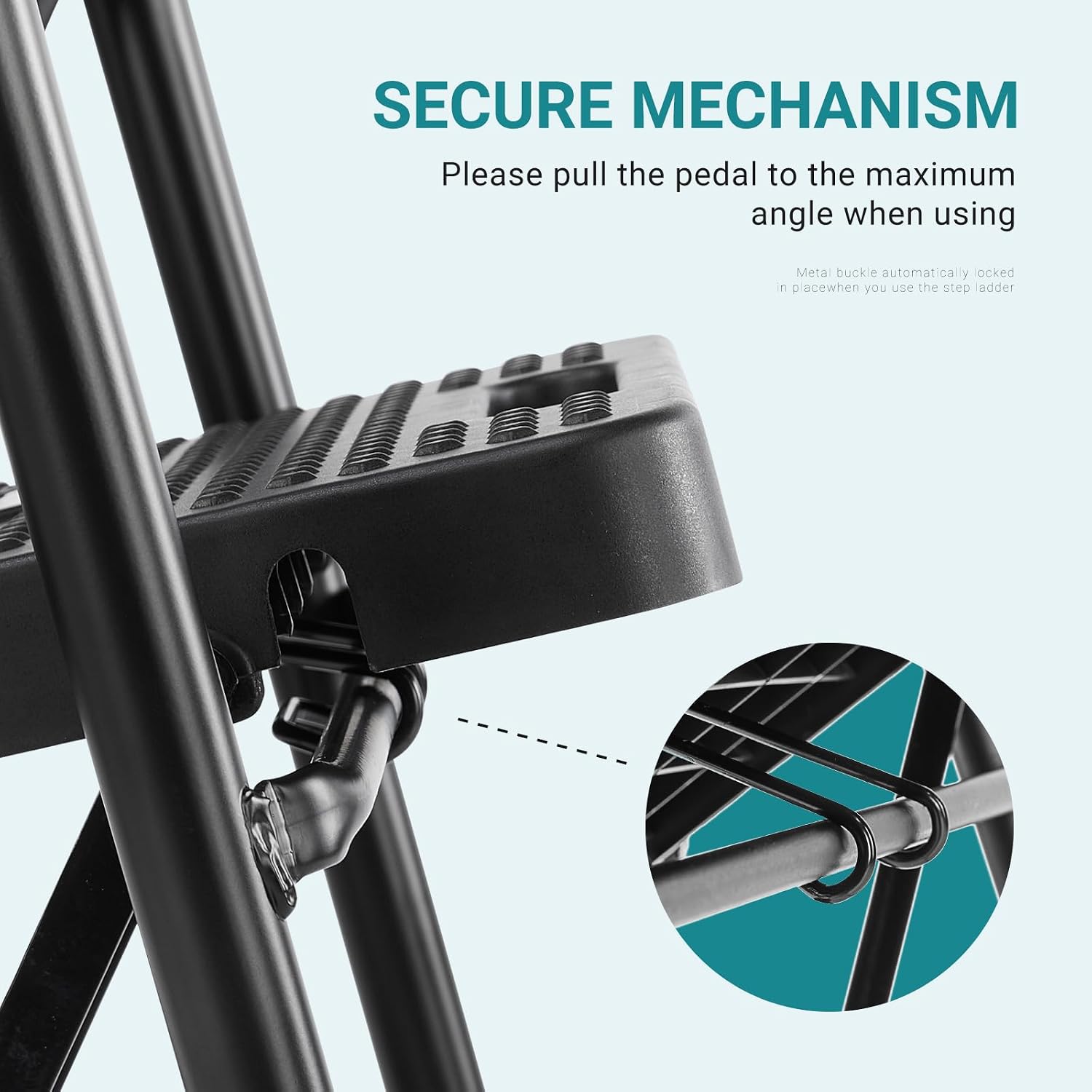 Step Ladder, 3 Step Stool Foldable with Anti-Slip Pedal & Comfortable Handrail, 800lbs Capacity Sturdy Steel Ladder