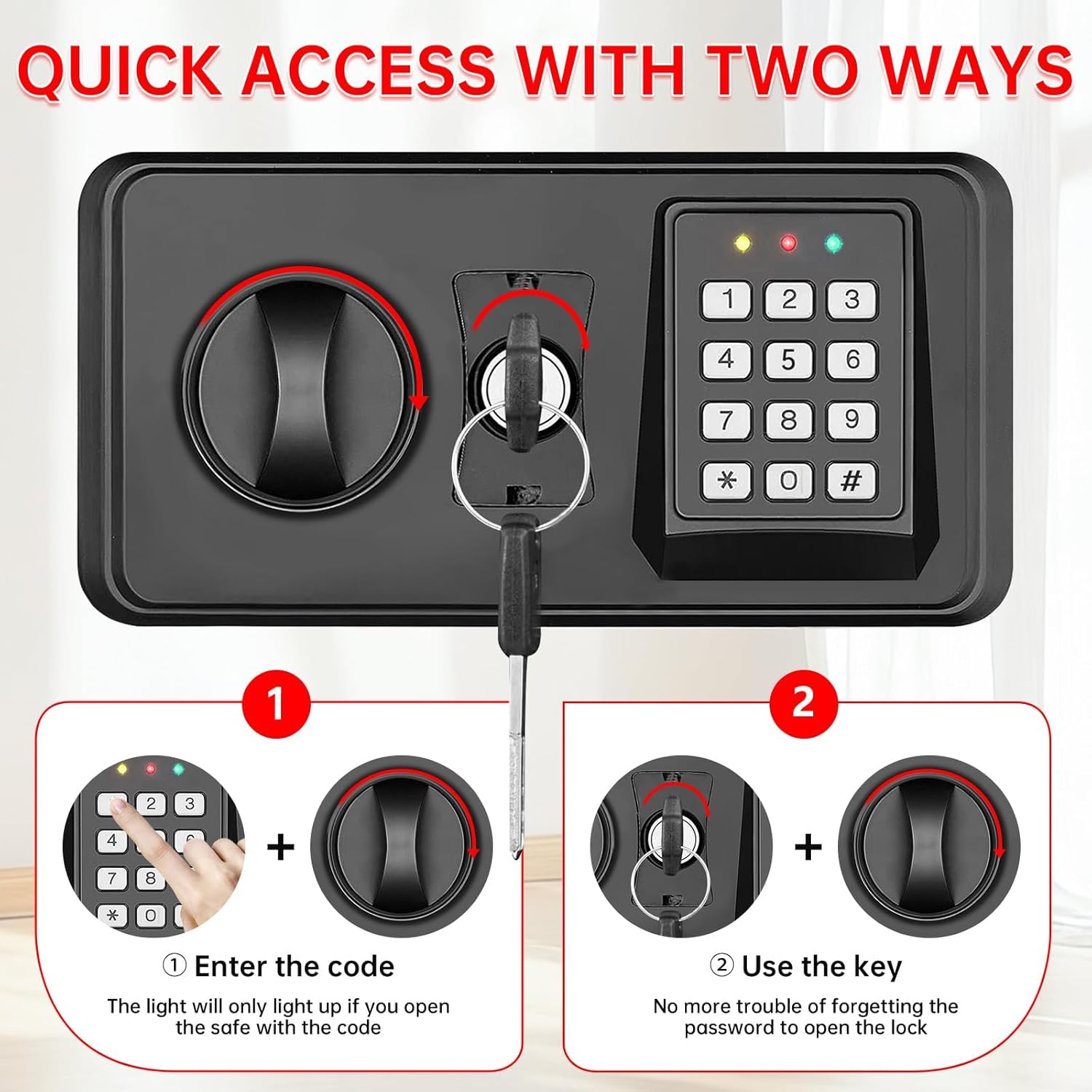 1.8 Cub Small Fire Safe for Home Use, Digital Security Safes Fireproof Waterproof with Combination Lcok and Removable