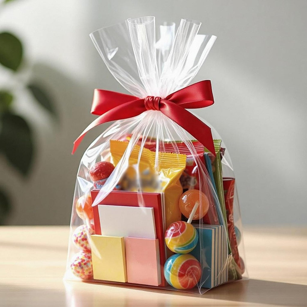 Flat Bottom Cellophane Treat Bags 100 Pcs 10x4x14 Inches