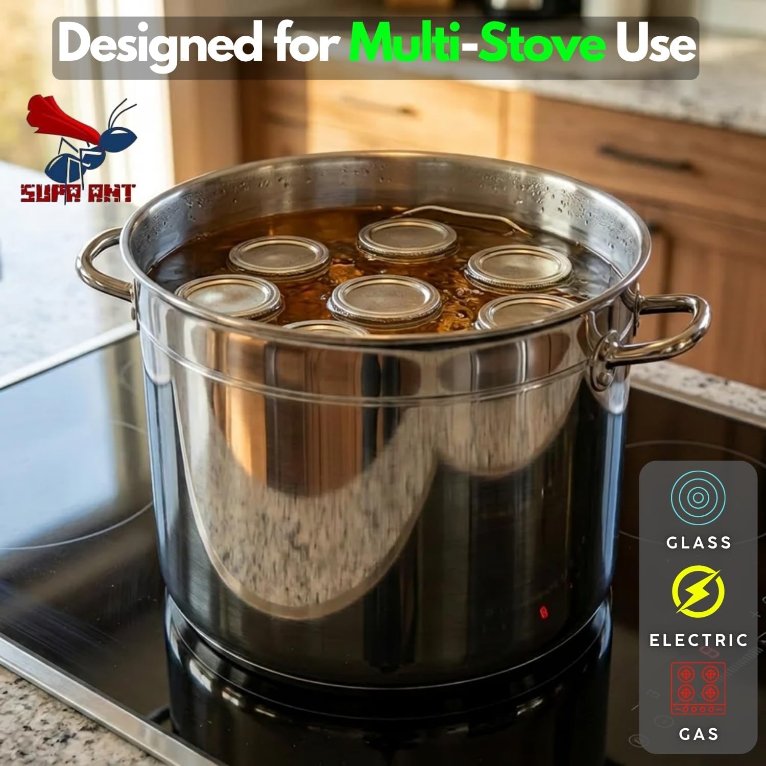 Food-Grade 24 Qt Stainless Steel Canning Pot with Rack and Lid, Large Water Bath Canner, Full Home Canning Supplies