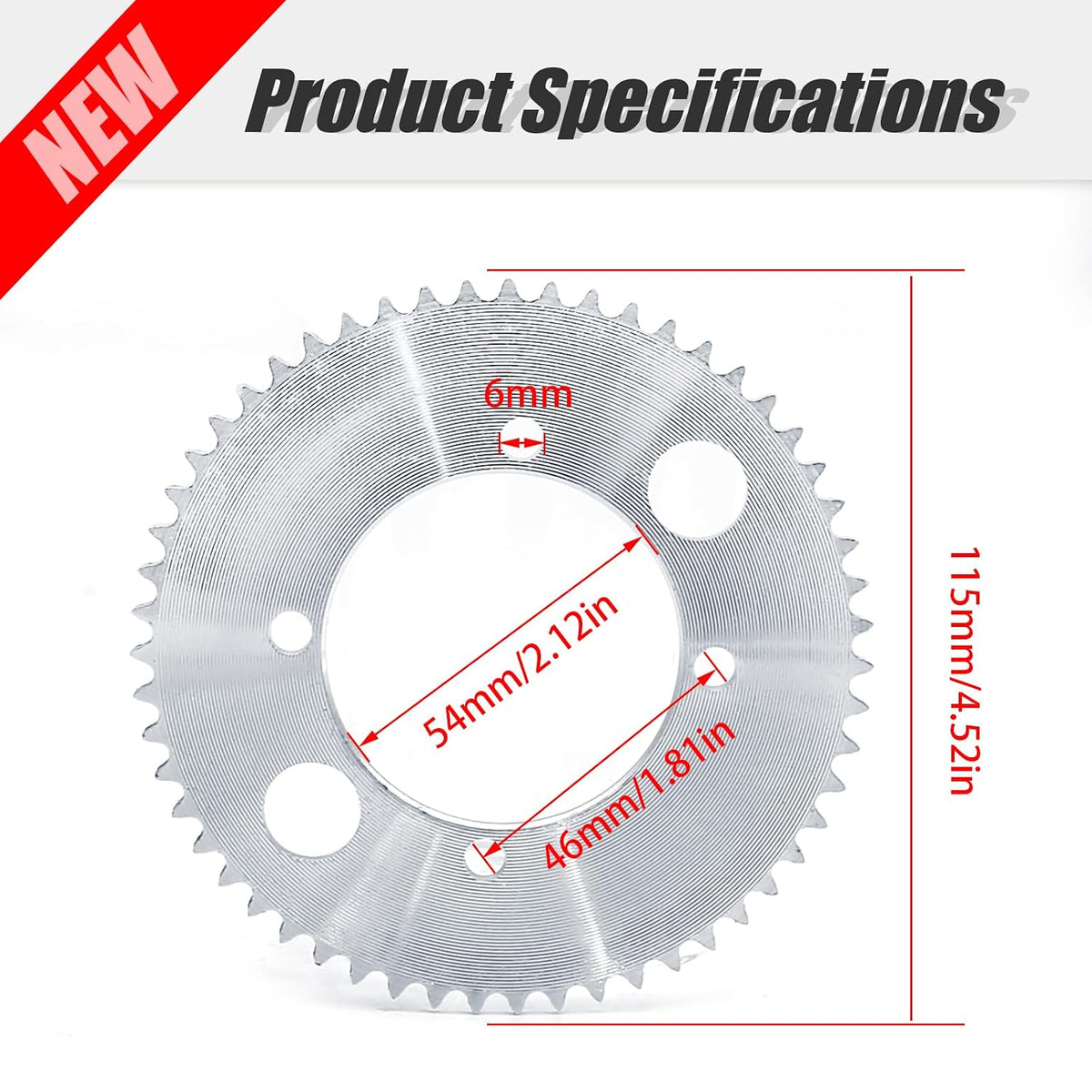 Rear Chain Sprocket 25H 55 Tooth Sprocket Replacement for Razor E300 Electric Scooter
