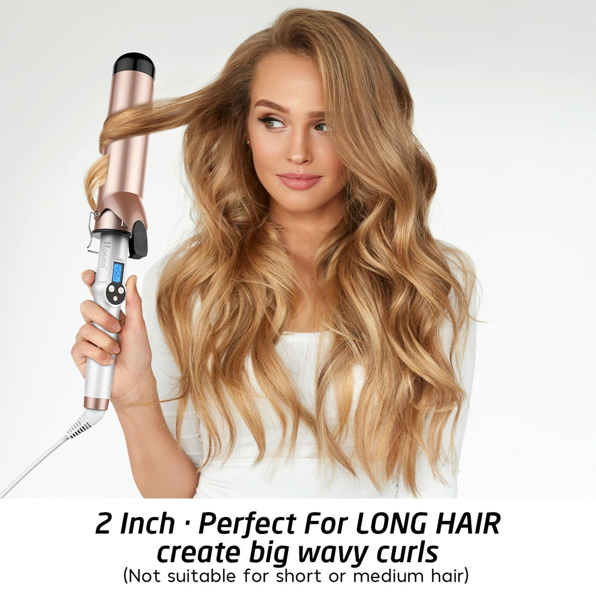 2 Inch Curling Iron Large Long Barrel,Ceramic Big Wave Curler