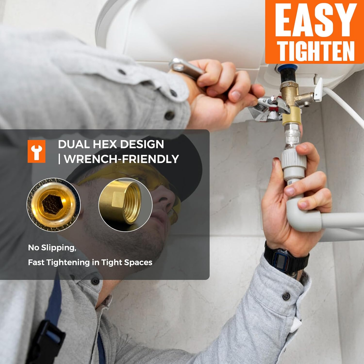 [2-pack] Upgrade Brass Pipe Plumbing Extender Adapter with Rubber O-ring, 1/2" NPT Male x 1/2" NPT Female Pipe