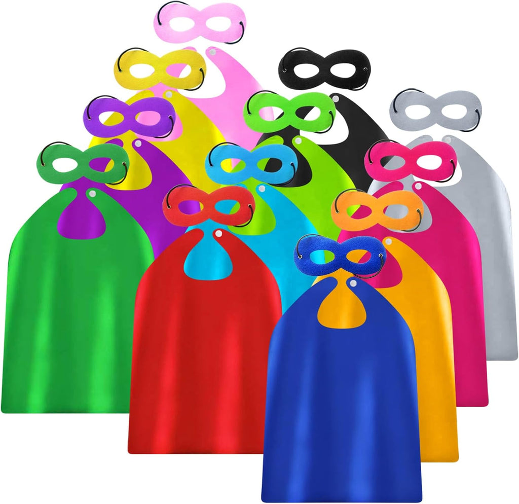 Kids Superhero Capes and Masks 12 Sets - Birthday Party Super Hero Capes for Children