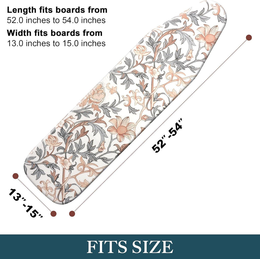 Standard Size Ironing Board Cover and Pad 15x54,Organic Cotton,Elastic Edge | Thick padded heatproof