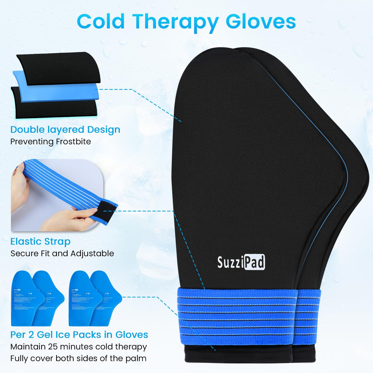 Cold Socks & Hands Ice Pack for Chemo Must Haves, Blue, XL