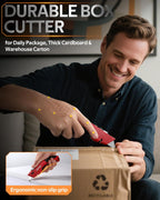 Box Cutter Utility Knife, [2-in-1] Retractable Box Cutter, Safety Heavy Duty Sharp Razor Knife for Home & Warehouse