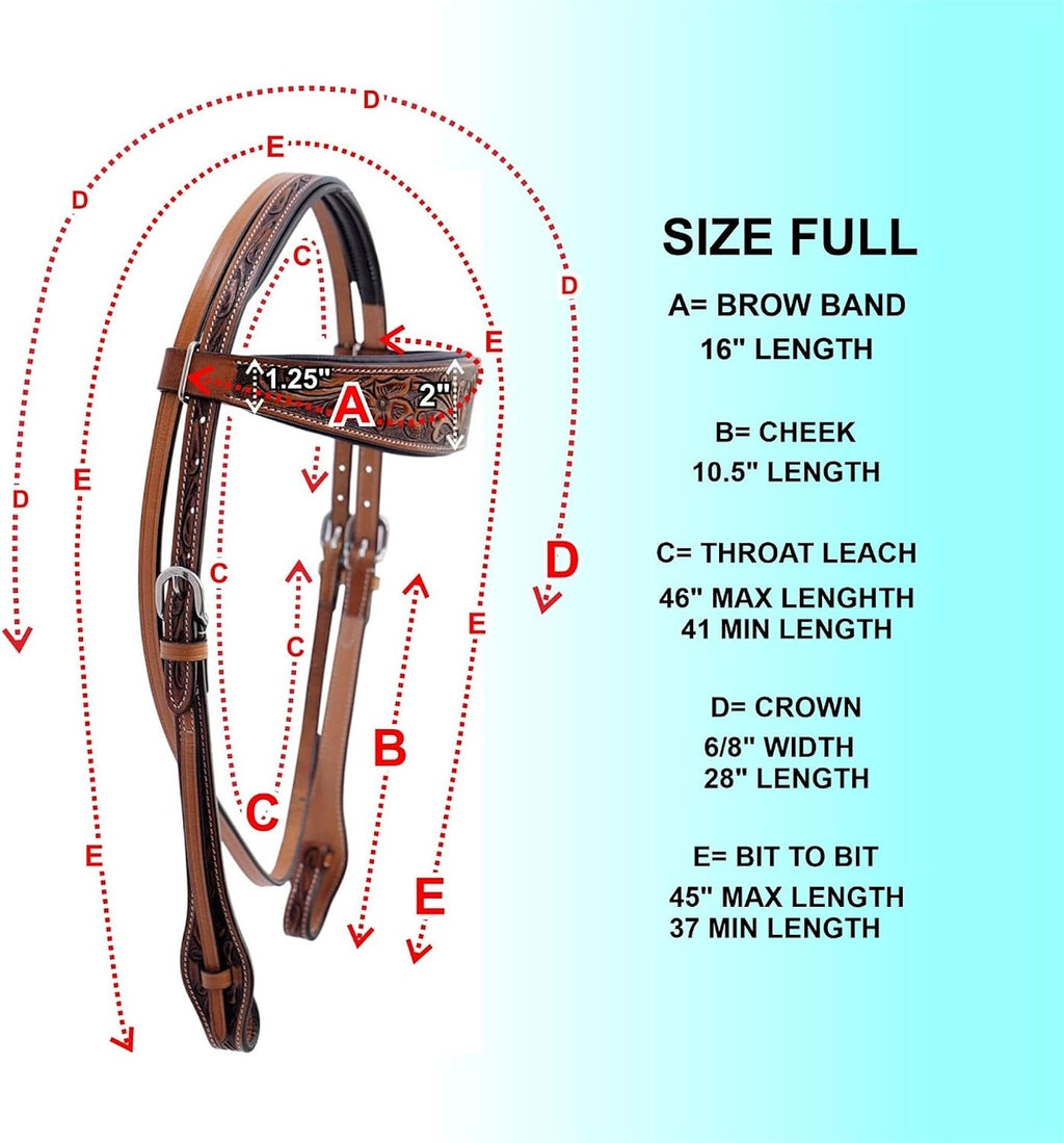 Horse Headstall, Natural, Super Leather, Antique, Tooling, Quick Bit Change Padded Western Browband Headstall