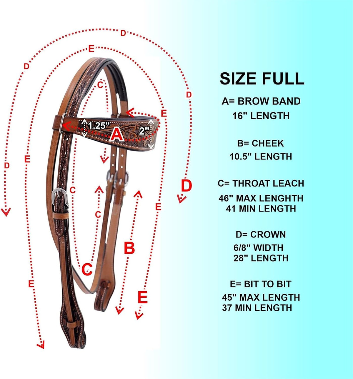 Horse Headstall, Natural, Super Leather, Antique, Tooling, Quick Bit Change Padded Western Browband Headstall