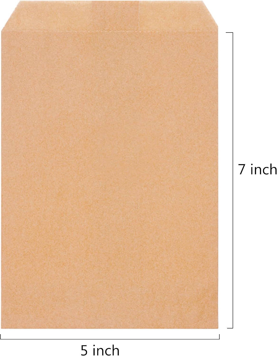 Brown Flat Kraft Paper Bags 5x7 in, 100 Count