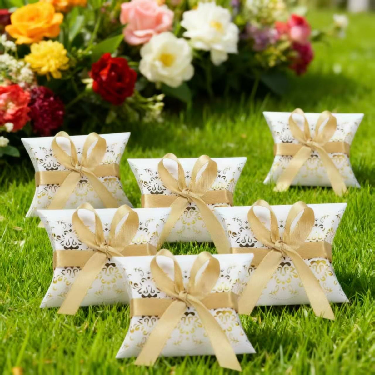 40 PCS Paper Gift Pillow Boxes Party Pillow Favors Box Small Candy Box Candy Treat Gift Boxes for Wedding