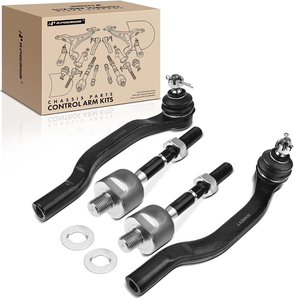A-Premium Front Inner & Outer Tie Rod End Kit Fix Uneven Tire Wear