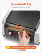Commercial Panini Grill, 1800W Electric Sandwich Panini Maker, Stainless Steel Sandwichs Press Grill with Handle and