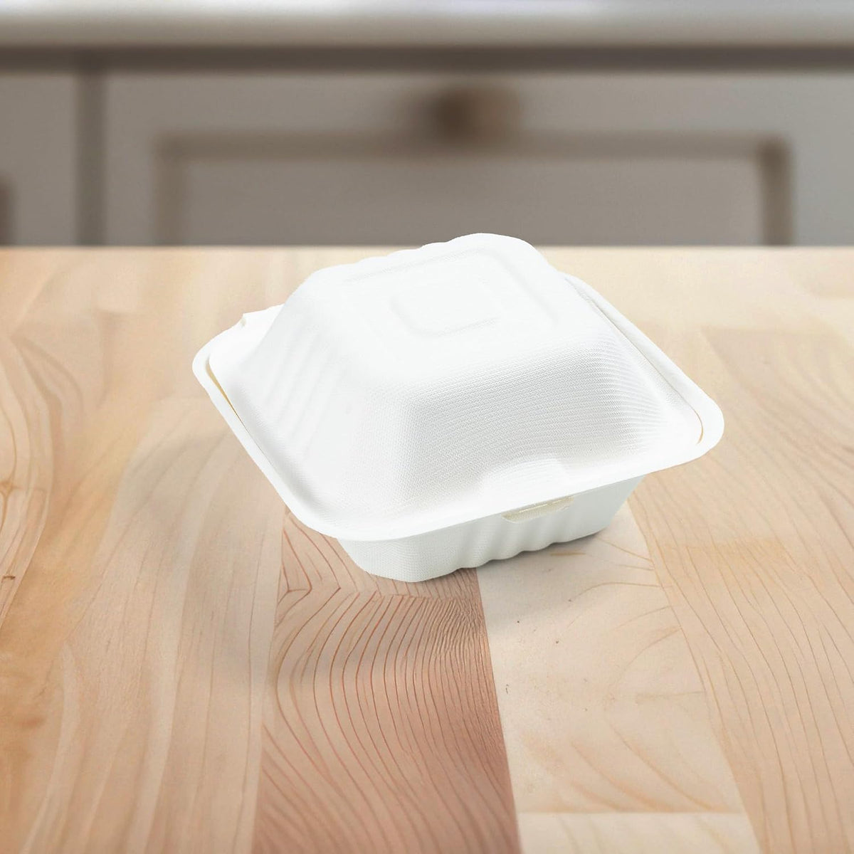 100% Compostable Clamshell Containers - Heavy Duty Disposable Takeout Container [1-Compartment, 6x6x3, 500-Pack] Made