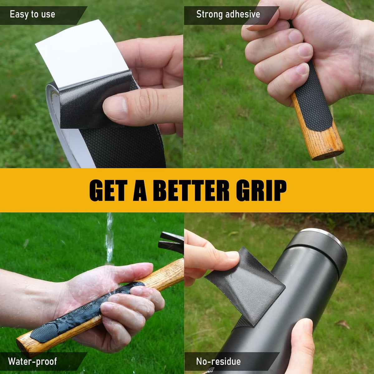 Rubber Grip Tape, 4 In x 10 Ft, Non-Abrasive Strong Adhesive Waterproof