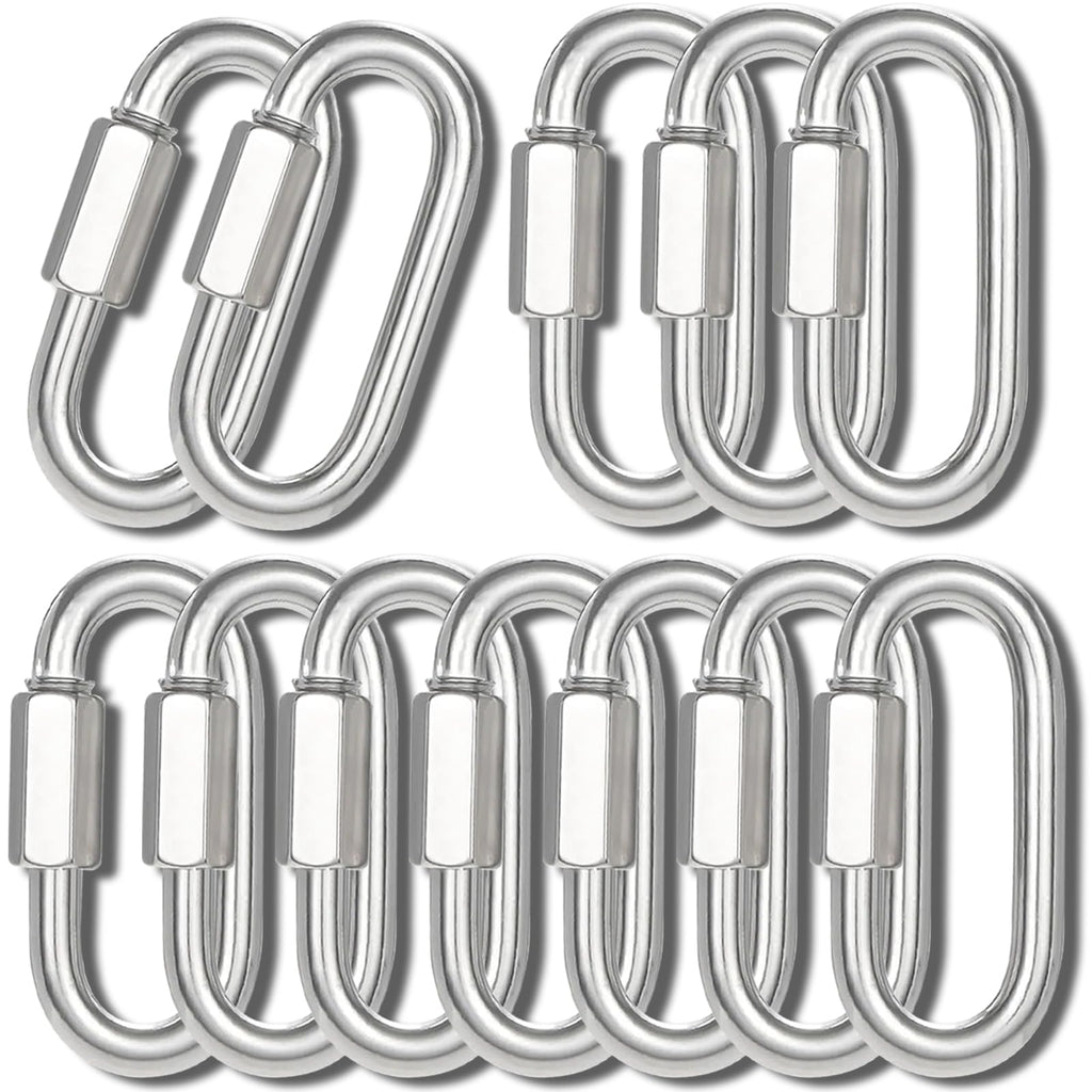 1.95IN Quick Link,Heavy Duty Locking Carabiner (12PCS,Silver)