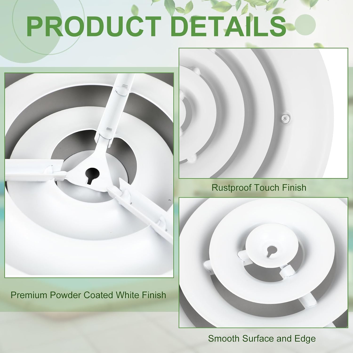 1 Pack 6 Inch Round Vent Cover Ceiling Diffuser HVAC Vent Duct Cover Replacement with Steel Butterfly Damper Fitting